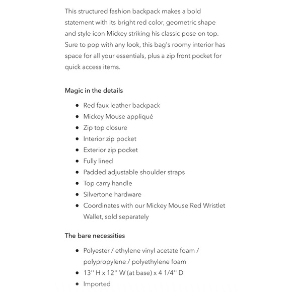 Mickey Mouse Red Fashion Backpack - Picture 3 of 5